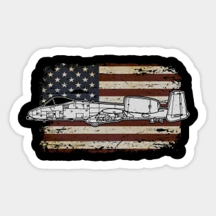 A-10 Thunderbolt Warthog US Aircraft Plane USAF Airplane American flag Sticker